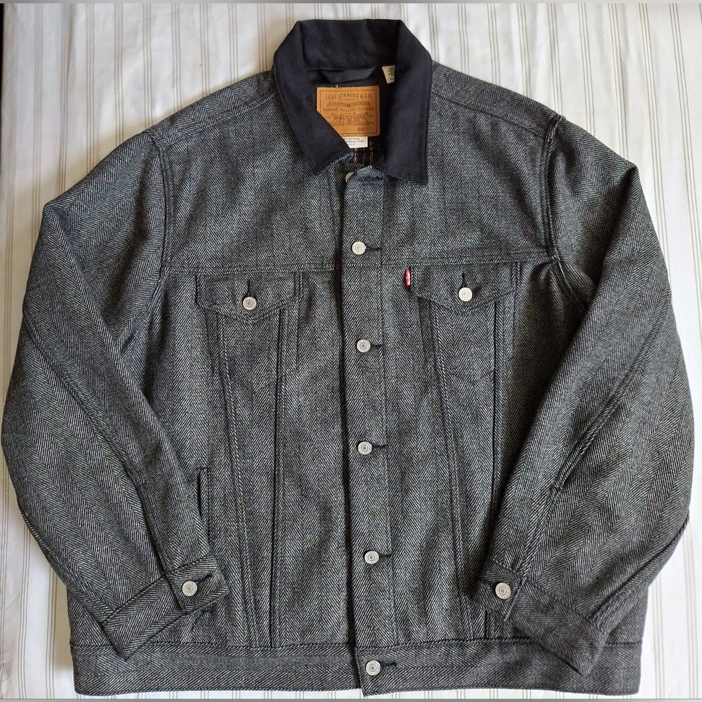 Levis lined vintage relaxed fit herringbone Trucker jacket in gray